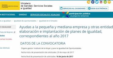Ayudas a la pequeña y mediana empresa y otras entidades para la elaboración e implantación de planes de igualdad, correspondientes al año 2017
