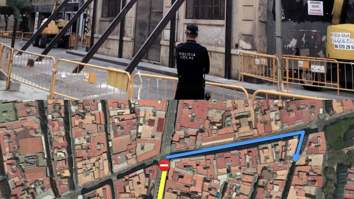 La orden de Conselleria de paralizar el derribo del edificio de Riegos El Progreso obliga a cortar al tráfico en Velarde y plaza de la Constitución