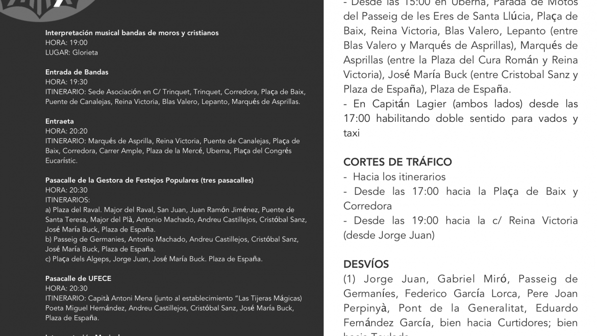 Talls i limitacions d’estacionament per al 7 d’agost