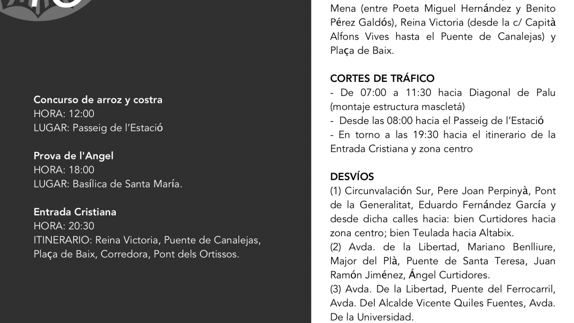 Talls i limitacions d’estacionament per al 10 d’agost