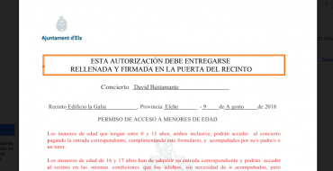 Autorització per a accés de menors de 16 anys a la Barraca Municipal