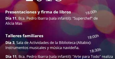 Programa de actividades de diciembre en las Bibliotecas Municipales