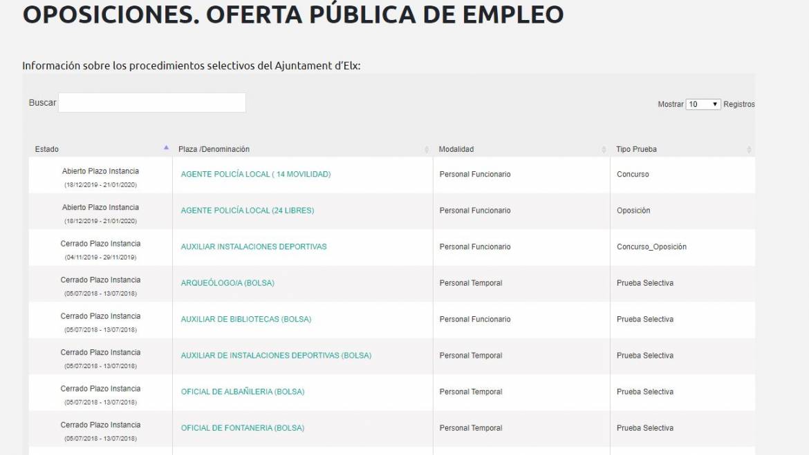 Publicación de las preguntas y respuestas de los cuestionarios tipo test de pruebas selectivas