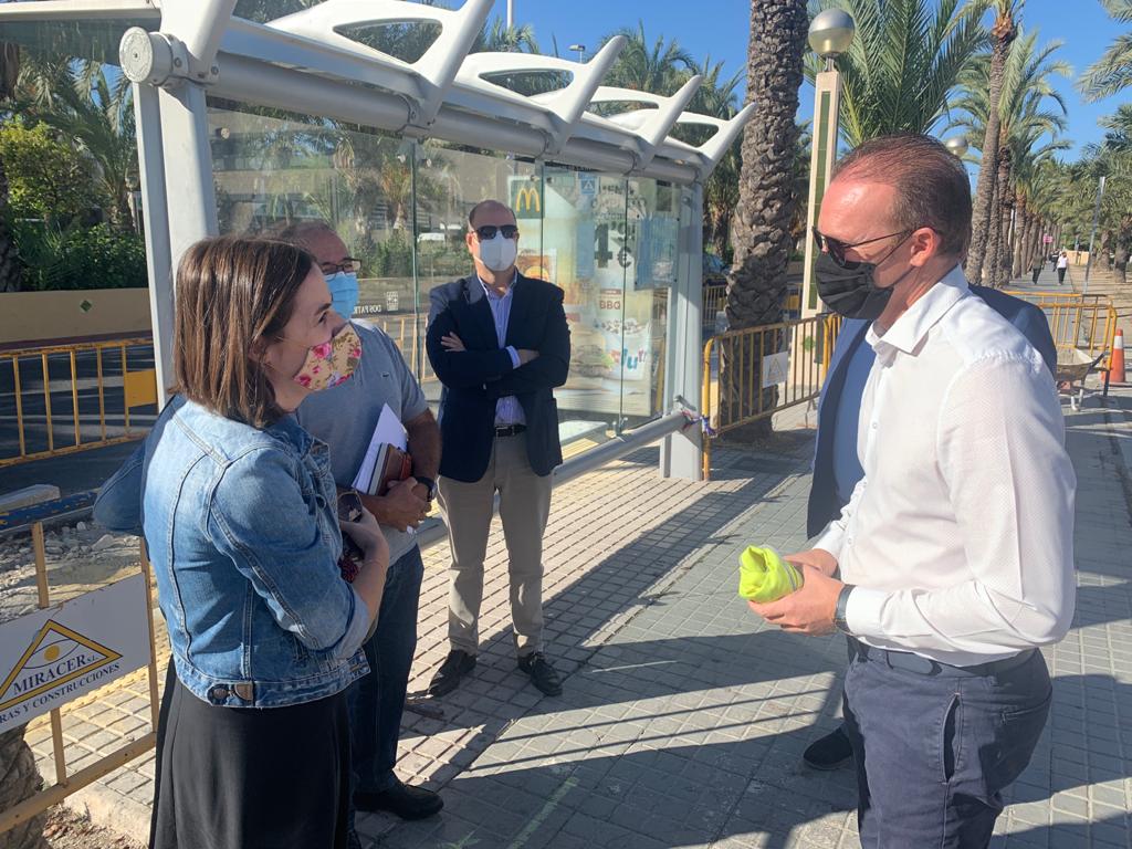 obras de accesibilidad de la parada de autobuses universidad Elche