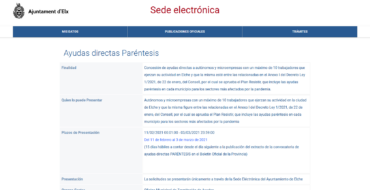 Elche es el primer municipio de la Comunidad Valenciana en habilitar el procedimiento para las ayudas a los sectores afectados por la pandemia