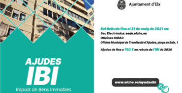 L’Ajuntament obri hui el termini de presentació de sol·licituds d’ajudes per al pagament de l’IBI fins al 31 de maig