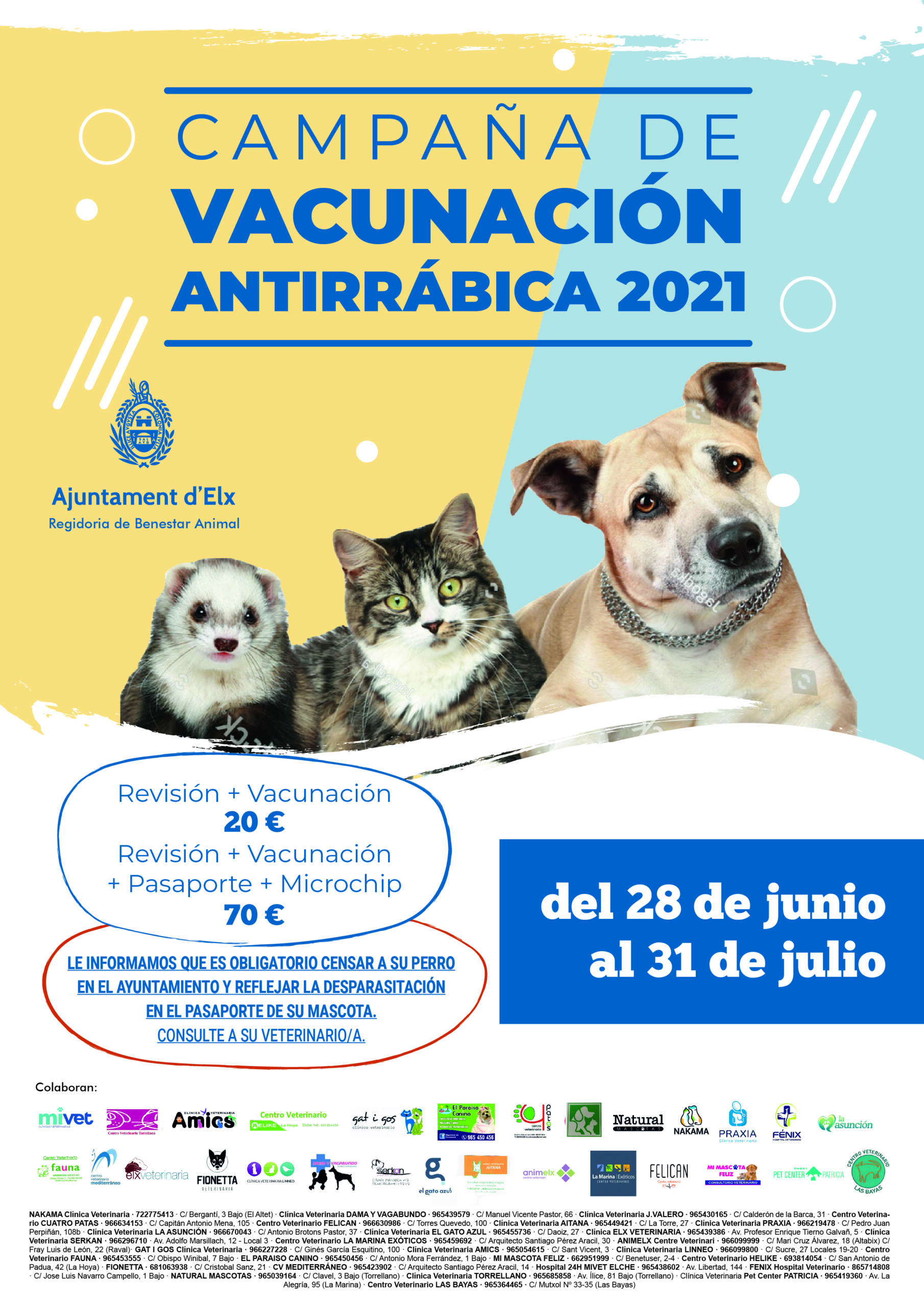 carrera lago Titicaca Abierto El Ayuntamiento comienza la Campaña de Vacunación Antirrábica 2021 en perros,  gatos y hurones - Ayuntamiento de Elche