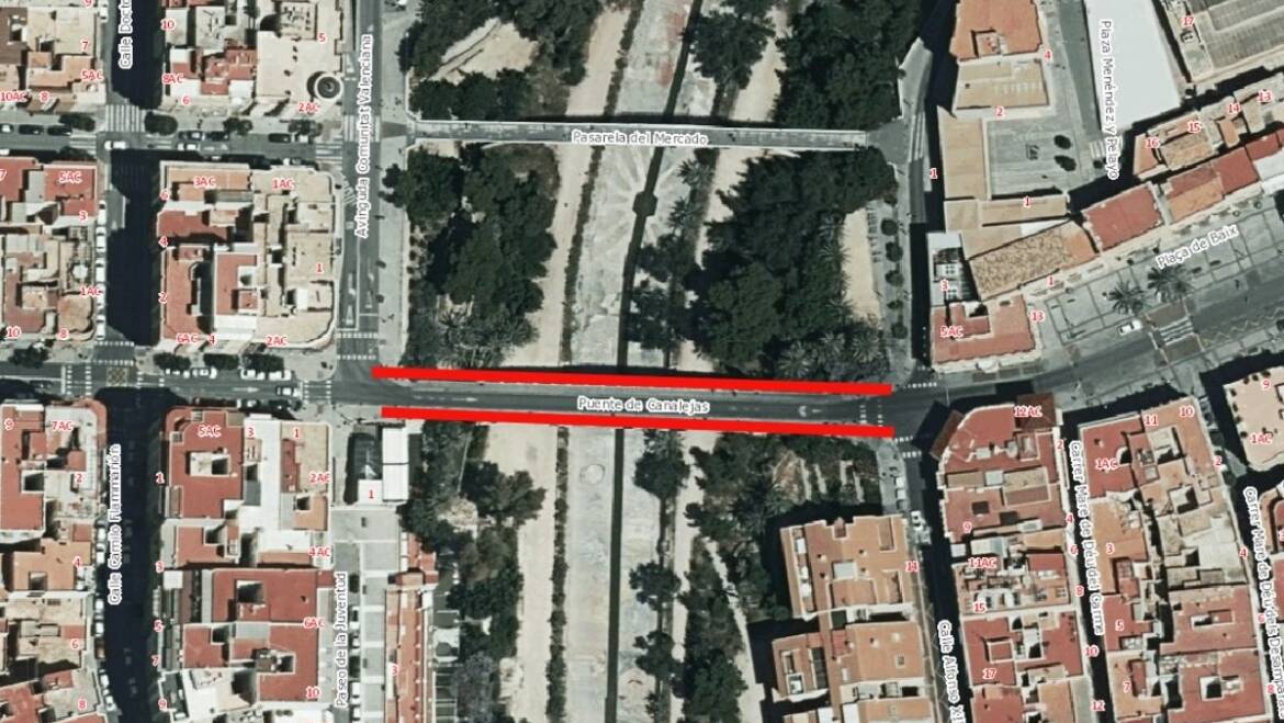La circulación del Puente de Canalejas será cortada mañana por la noche con el fin de retirar los pretiles del mismo