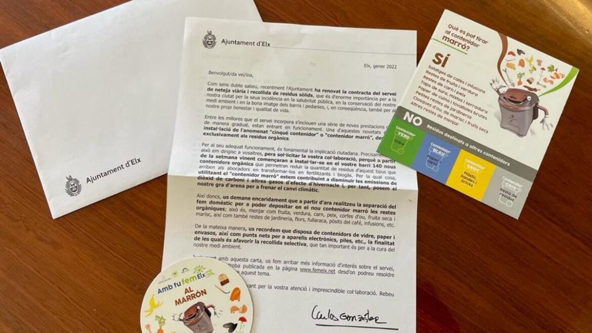 El alcalde remite 10.000 cartas a los vecinos de El Pla-Sector V solicitando colaboración en la puesta en marcha del contenedor orgánico y para su correcto uso