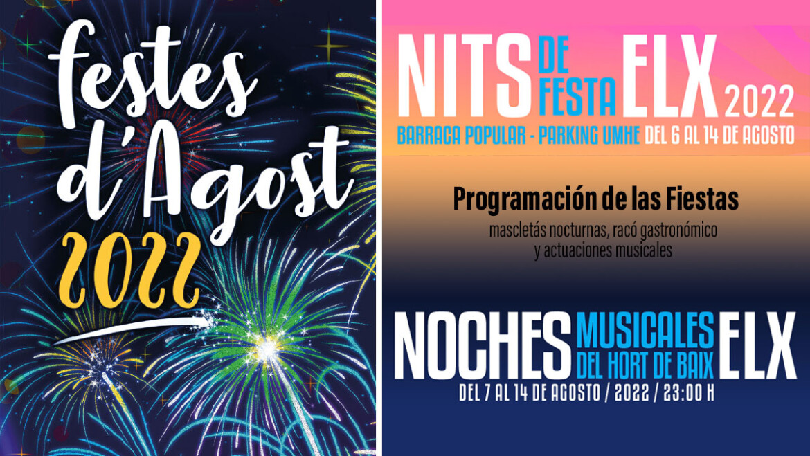 La programación de las Fiestas de Elche incluye mascletaes nocturnas, un racó gastronómico y actuaciones musicales en el Hort de Baix