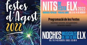 La programació de les Festes d’Elx inclou mascletaes nocturnes, un racó gastronòmic i actuacions musicals a l’Hort de Baix