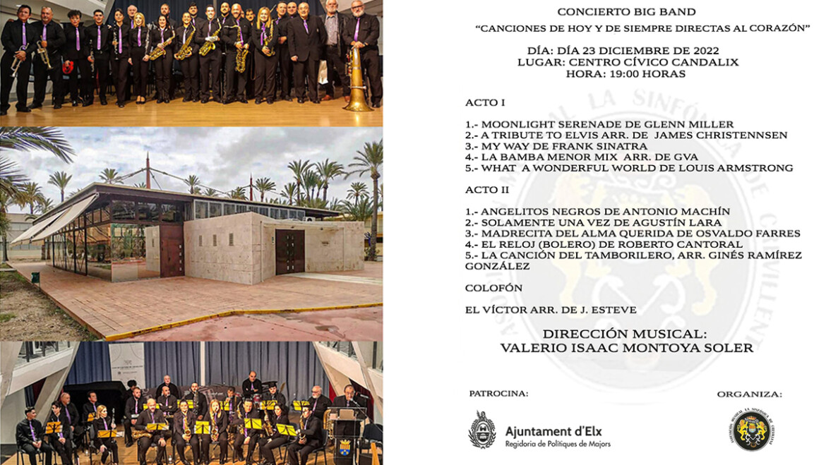 El Bailongo acull el 23 de desembre la clausura dels tallers de la Regidoria de Polítiques de Majors amb una actuació de la Simfònica BIG BAND