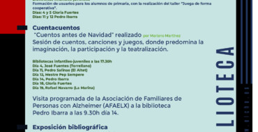 Agenda de actividades para el mes de diciembre en las bibliotecas municipales