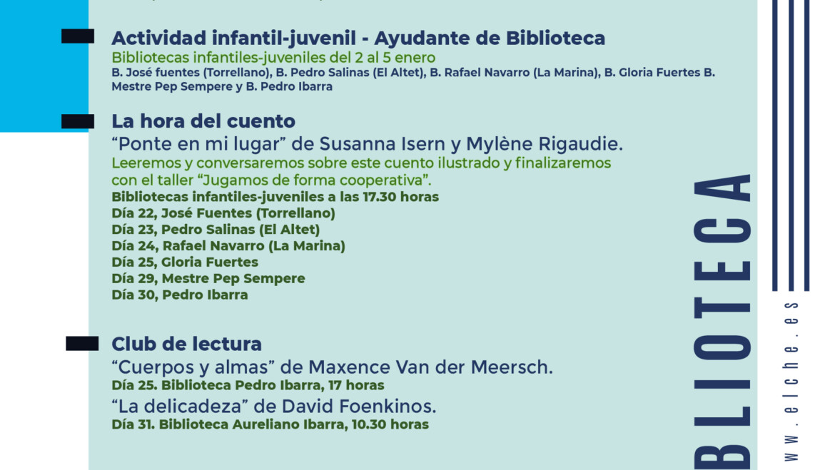 Agenda de actividades para el mes de enero en las bibliotecas municipales