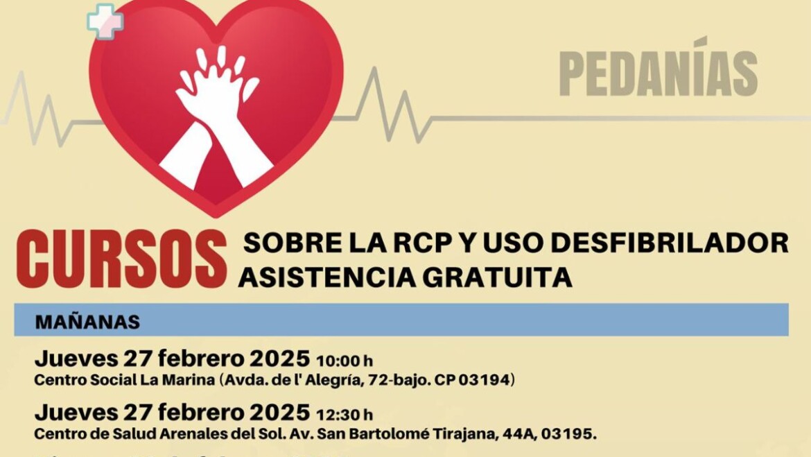 El Ayuntamiento organiza cursos gratuitos de RCP y uso del desfibrilador en las pedanías