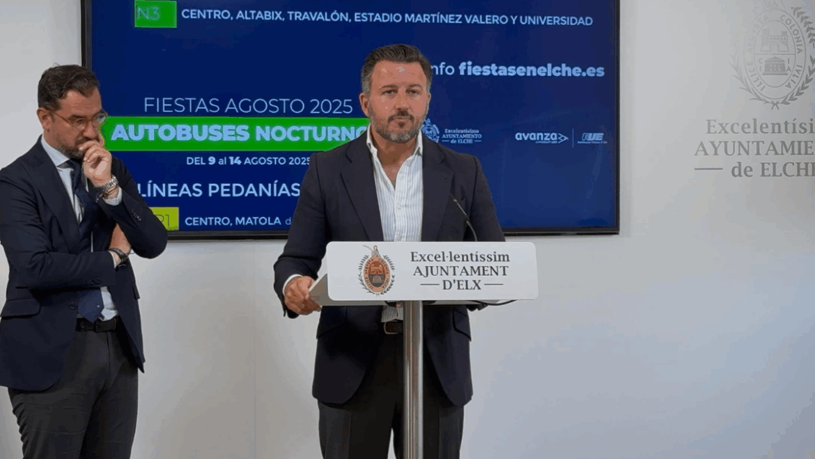 Elche habilita 8 líneas nocturnas en casco urbano y pedanías entre el 9 y el 14 de agosto