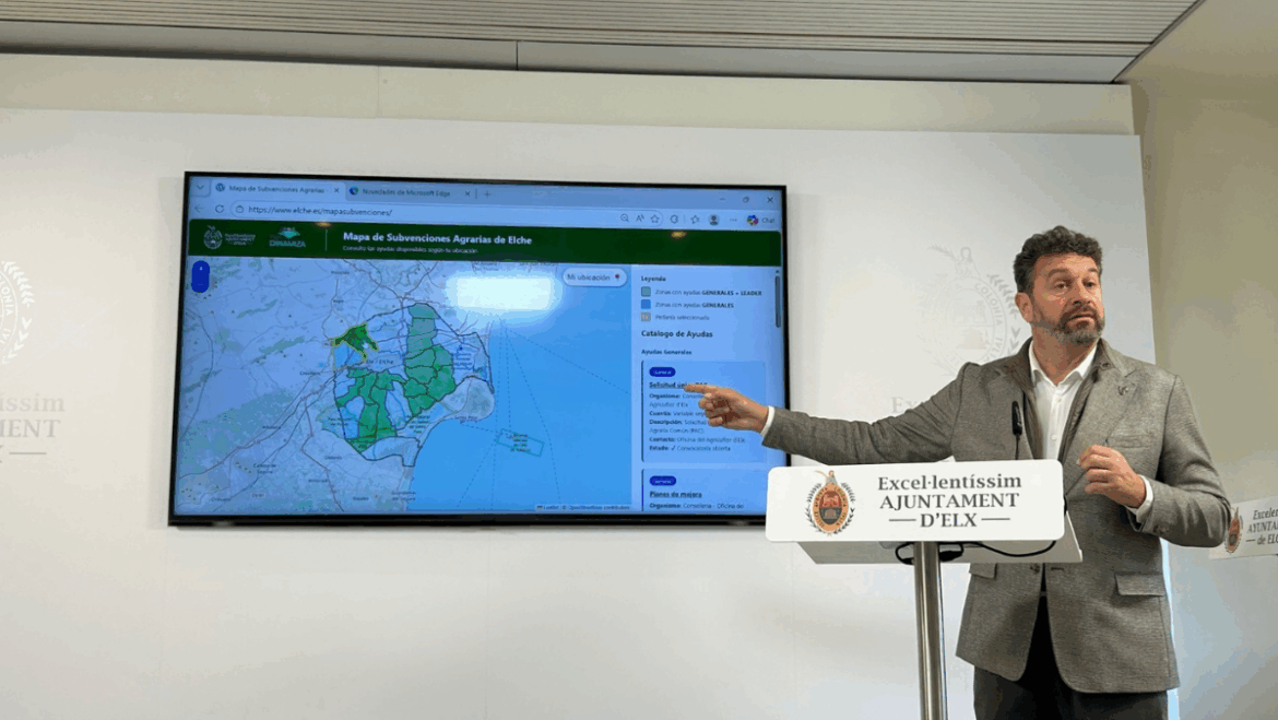 Elche lanza un mapa interactivo para localizar ayudas destinadas al sector agrícola