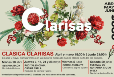 Llega una nueva programación a Clarisas con música clásica, conciertos Entre Velas y humor