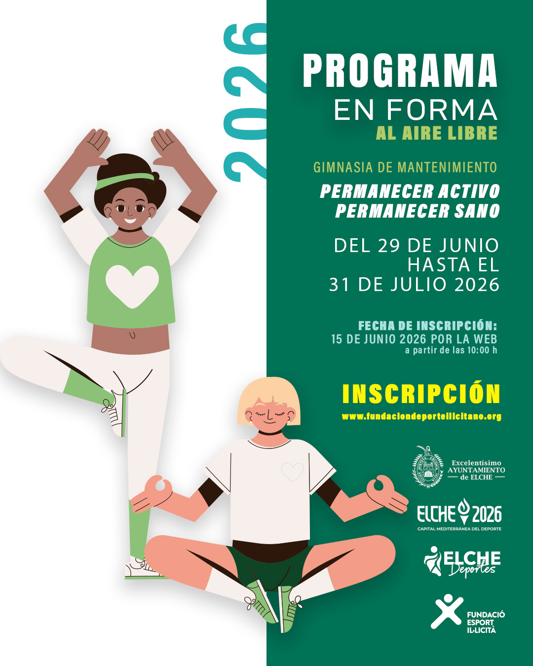El programa ‘Enforma al Aire Libre’ ofrece 125 plazas durante el mes de julio