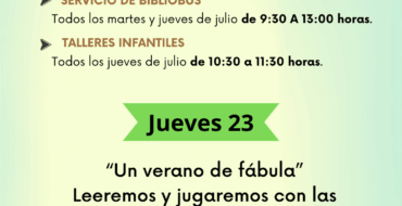 Taller infantil «Un verano de fábula» en la sala de mayores del Centro Social «Estrella de los Mares» de Arenales del Sol
