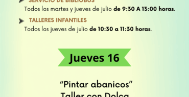 Taller infantil «Pintar abanicos» desarrollado por Dolça, en la sala de mayores del Centro Social «Estrella de los Mares» de Arenales del Sol