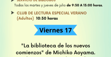 Club de lectura especial verano en Arenales del Sol