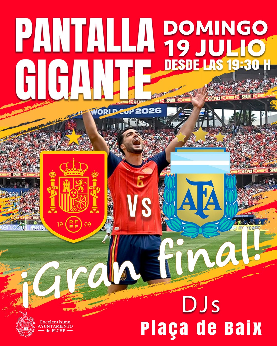 Elche instala pantallas gigantes para vivir la final del Mundial entre España y Argentina