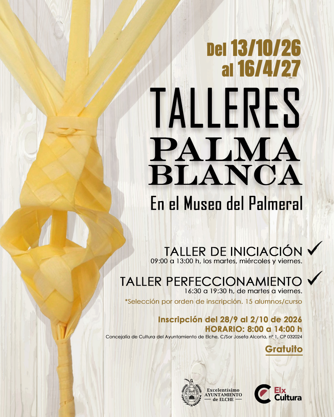 Obrin les inscripcions per als tallers de palma blanca al Museu del Palmerar